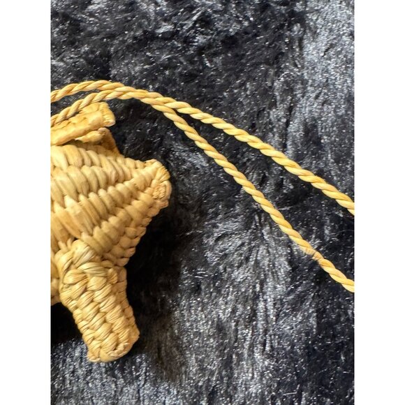 Vintage Handwoven Straw Pig-Shaped Ornament With Braided Loop For Hanging - Picture 4 of 9